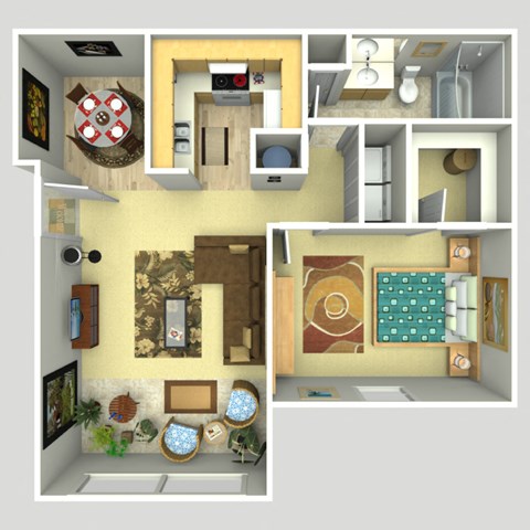 1 Bedroom 1 Bath Floor Plan at Magnolia Place at Stockbridge Apartments, Stockbridge, Georgia